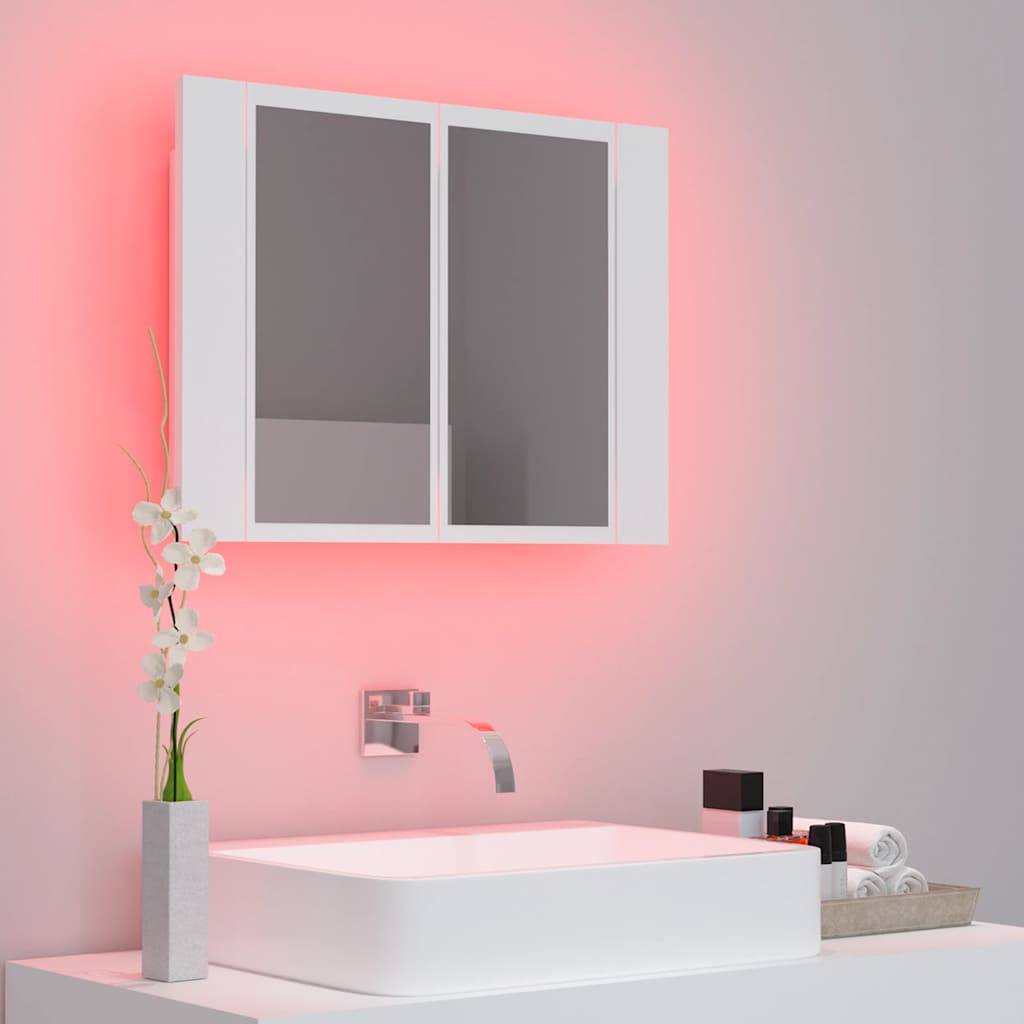 HKH Armario con Espejo para Baño con LED Acrílico - 60x12x45 Cm - Blanco