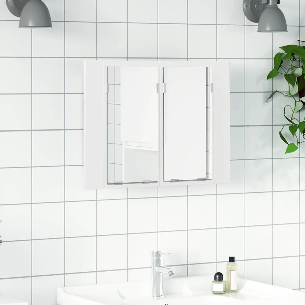 HKH Armario con Espejo para Baño con LED Acrílico - 60x12x45 Cm - Blanco