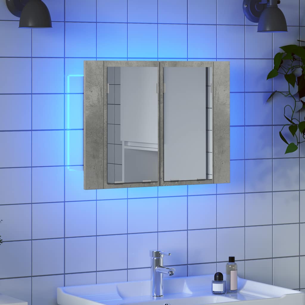 HKH Armario con Espejo para Baño LED Acrílico en Cemento - Gris