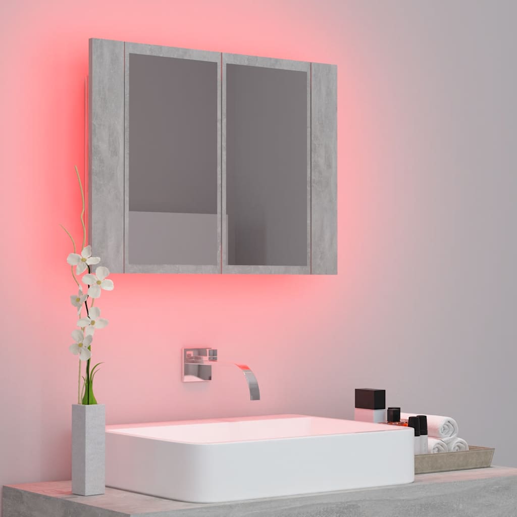 HKH Armario con Espejo para Baño LED Acrílico en Cemento - Gris