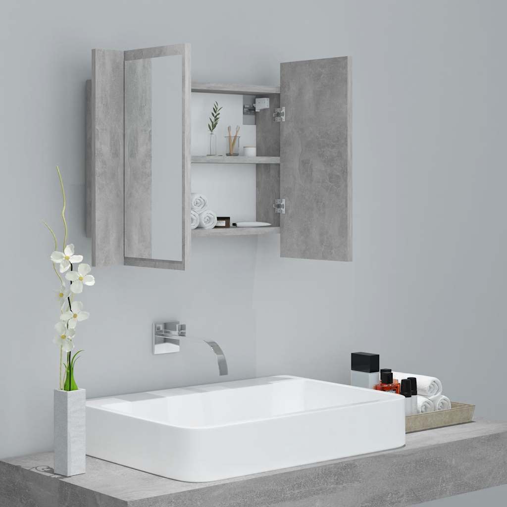 HKH Armario con Espejo para Baño LED Acrílico en Cemento - Gris