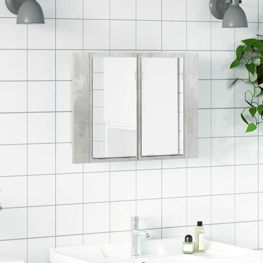 HKH Armario con Espejo para Baño LED Acrílico en Cemento - Gris
