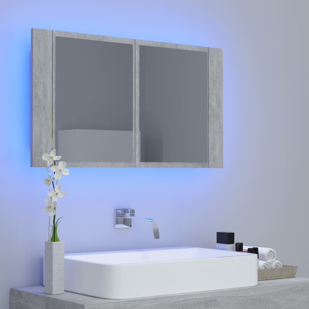 HKH Armario con Espejo para Baño LED Acrílico en Cemento - Gris