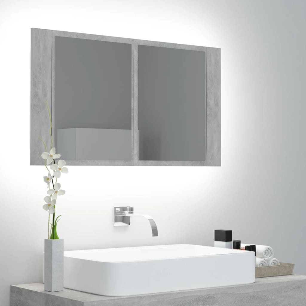 HKH Armario con Espejo para Baño LED Acrílico en Cemento - Gris