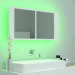 HKH Armário Espelhado Casa de Banho LED Acrílico - 90x12x45 Cm - Branco
