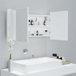 HKH Armário Espelhado Casa de Banho LED Acrílico - 90x12x45 Cm - Branco
