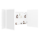 HKH Armário Espelhado Casa de Banho LED Acrílico - 90x12x45 Cm - Branco