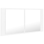 HKH Armário Espelhado Casa de Banho LED Acrílico - 90x12x45 Cm - Branco