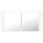 HKH Armário Espelhado Casa de Banho LED Acrílico - 90x12x45 Cm - Branco