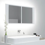 HKH Armário Espelhado Casa de Banho LED Acrílico - 90x12x45 Cm - Branco