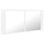 HKH Armário Espelhado Casa de Banho LED Acrílico - 100x12x45cm - Branco