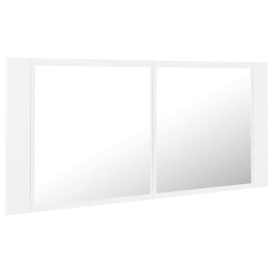 HKH Armário Espelhado Casa de Banho LED Acrílico - 100x12x45cm - Branco