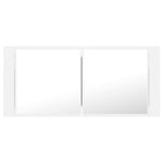 HKH Armário Espelhado Casa de Banho LED Acrílico - 100x12x45cm - Branco