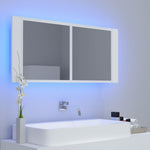 HKH Armário Espelhado Casa de Banho LED Acrílico - 100x12x45cm - Branco
