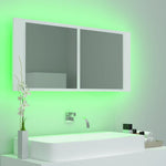 HKH Armário Espelhado Casa de Banho LED Acrílico - 100x12x45cm - Branco