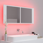 HKH Armário Espelhado Casa de Banho LED Acrílico - 100x12x45cm - Branco