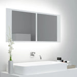 HKH Armário Espelhado Casa de Banho LED Acrílico - 100x12x45cm - Branco