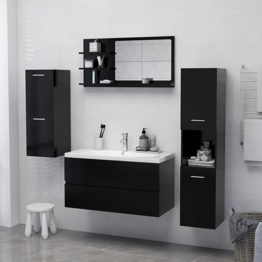 HKH Espelho de Casa de Banho - 90x10,5x45 Cm - Preto