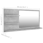 HKH Espejo de baño de cemento - 90x10,5x45 cm - Gris