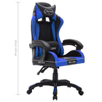 Silla de estilo de carreras HKH con luces LED RGB de piel sintética - Azul/Negro