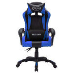 Silla de estilo de carreras HKH con luces LED RGB de piel sintética - Azul/Negro