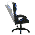 Silla de estilo de carreras HKH con luces LED RGB de piel sintética - Azul/Negro