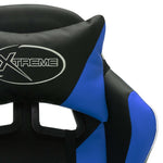 Silla de estilo de carreras HKH con luces LED RGB de piel sintética - Azul/Negro