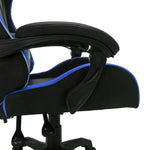 Silla de estilo de carreras HKH con luces LED RGB de piel sintética - Azul/Negro