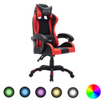 Silla de estilo de carreras HKH con luces LED RGB de cuero artificial - Rojo/Negro