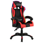 Silla de estilo de carreras HKH con luces LED RGB de cuero artificial - Rojo/Negro