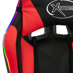 Silla de estilo de carreras HKH con luces LED RGB de cuero artificial - Rojo/Negro