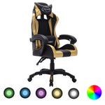 Silla de estilo gaming HKH con luces LED RGB en piel sintética dorado/negro