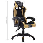 Silla de estilo gaming HKH con luces LED RGB en piel sintética dorado/negro