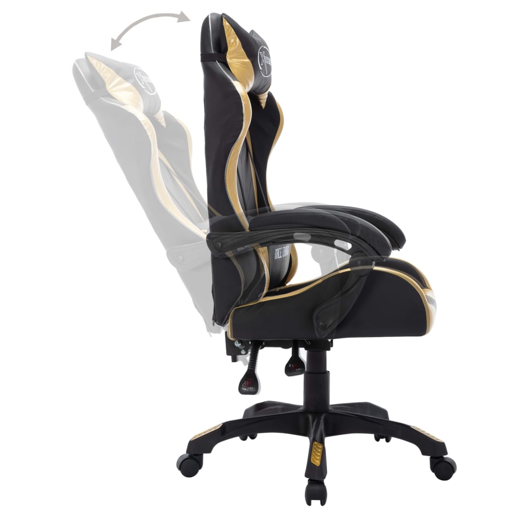 Silla de estilo gaming HKH con luces LED RGB en piel sintética dorado/negro