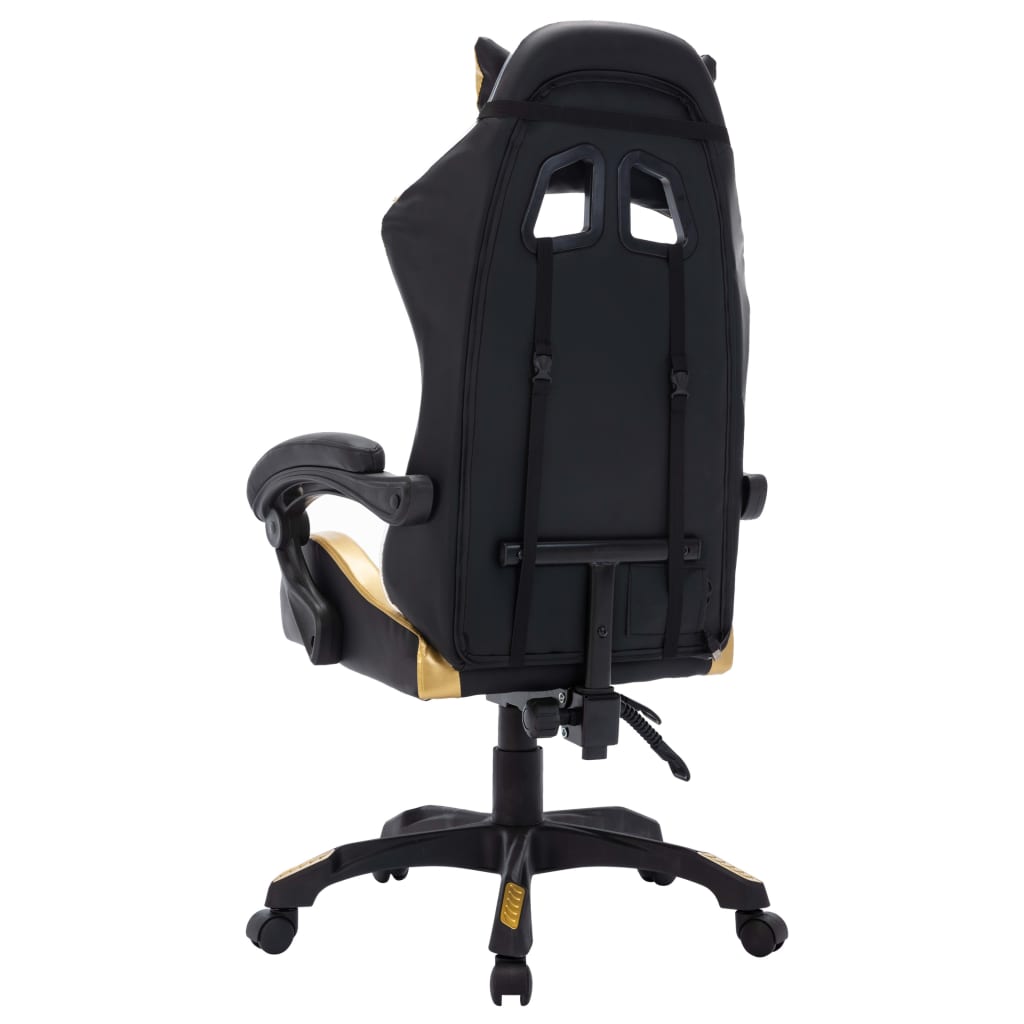 Silla de estilo gaming HKH con luces LED RGB en piel sintética dorado/negro