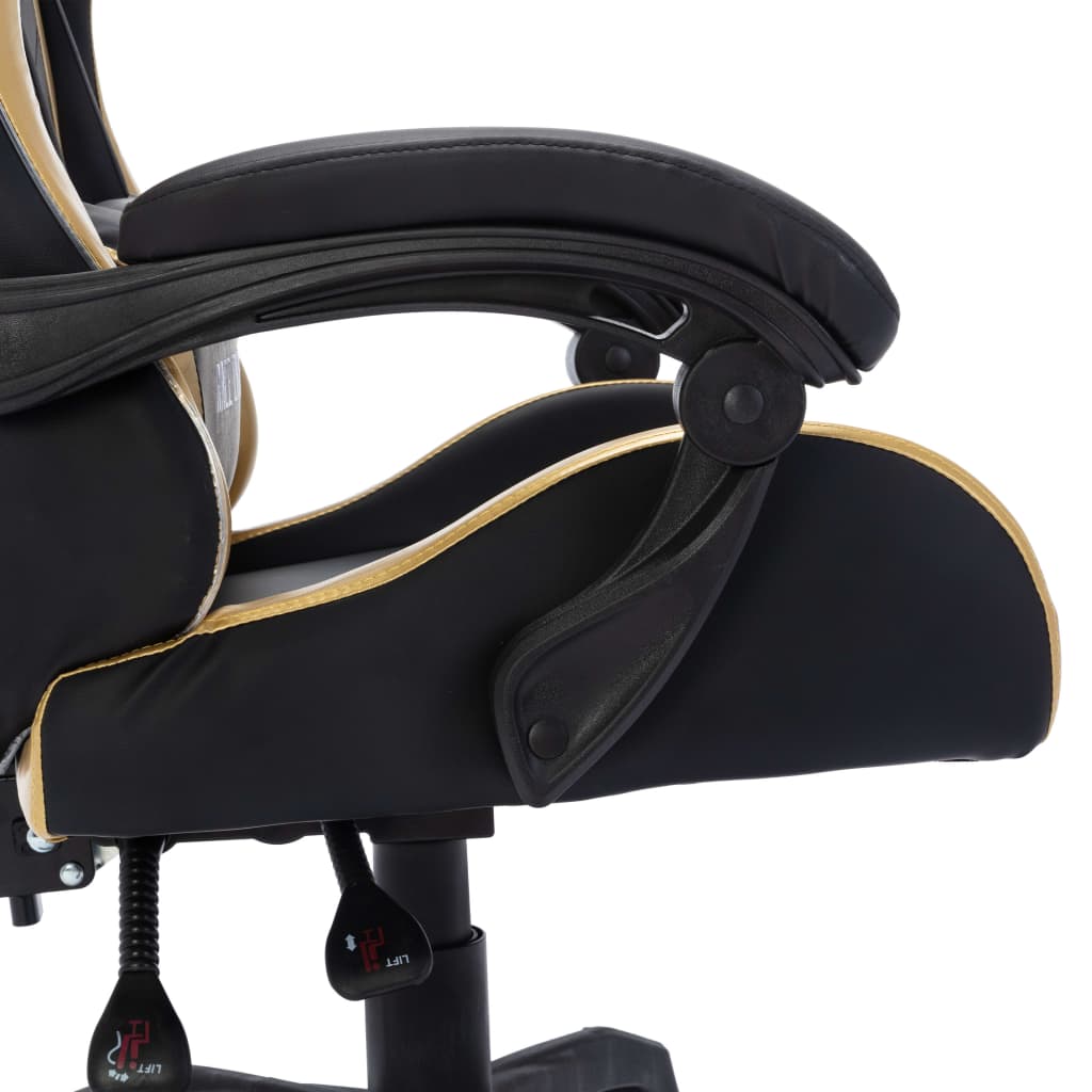 Silla de estilo gaming HKH con luces LED RGB en piel sintética dorado/negro