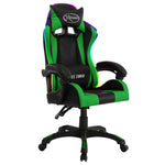 HKH Cadeira Estilo Corrida Luzes LED RGB em Couro Artificial verde/Preto