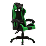 HKH Cadeira Estilo Corrida Luzes LED RGB em Couro Artificial verde/Preto