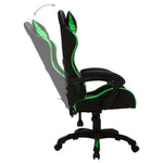 HKH Cadeira Estilo Corrida Luzes LED RGB em Couro Artificial verde/Preto
