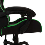 HKH Cadeira Estilo Corrida Luzes LED RGB em Couro Artificial verde/Preto