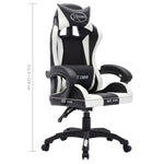 HKH Cadeira Estilo Corrida Luzes LED RGB em Couro Artificial - Branco/Preto