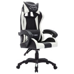 HKH Cadeira Estilo Corrida Luzes LED RGB em Couro Artificial - Branco/Preto