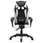 HKH Cadeira Estilo Corrida Luzes LED RGB em Couro Artificial - Branco/Preto