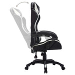 HKH Cadeira Estilo Corrida Luzes LED RGB em Couro Artificial - Branco/Preto