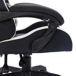 HKH Cadeira Estilo Corrida Luzes LED RGB em Couro Artificial - Branco/Preto