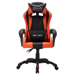 Silla estilo coche de carreras HKH con luces LED RGB en cuero artificial naranja/negro