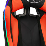 Silla estilo coche de carreras HKH con luces LED RGB en cuero artificial naranja/negro