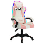 Silla de Estilo Racing HKH con Luces LED RGB de Piel Sintética - Rosa/Negro