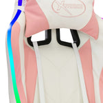 Silla de Estilo Racing HKH con Luces LED RGB de Piel Sintética - Rosa/Negro