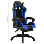Silla de oficina estilo gaming HKH con luces LED RGB en piel sintética - Azul/Negro